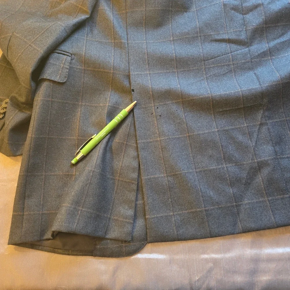 Ermenegildo Zegna Trofeo Wool Windowpane Jacket Blazer  Switzerland 54L‎ *READ*